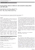 Cover page: Socioeconomic status in relation to early menarche among black and white girls