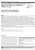 Cover page: Psychosocial Effects of a Holistic Ayurvedic Approach to Well-being in Health and Wellness Courses.