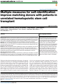 Cover page: Multiple measures for self-identification improve matching donors with patients in unrelated hematopoietic stem cell transplant.