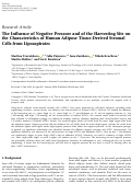 Cover page: The Influence of Negative Pressure and of the Harvesting Site on the Characteristics of Human Adipose Tissue-Derived Stromal Cells from Lipoaspirates.