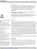 Cover page: Development of the Parent Perceptions of Physical Activity Scale (PPPAS): Results from two studies with parents of infants and toddlers