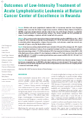 Cover page: Outcomes of Low-Intensity Treatment of Acute Lymphoblastic Leukemia at Butaro Cancer Center of Excellence in Rwanda