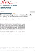 Cover page: Ribosome profiling reveals a functional role for autophagy in mRNA translational control