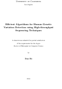 Cover page: Efficient Algorithms for Human Genetic Variation Detection using High-throughput Sequencing Techniques
