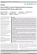 Cover page: Does COVID‐19 count?: Defining Criterion A trauma for diagnosing PTSD during a global crisis