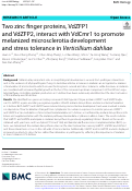 Cover page: Two zinc finger proteins, VdZFP1 and VdZFP2, interact with VdCmr1 to promote melanized microsclerotia development and stress tolerance in Verticillium dahliae.