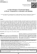 Cover page: In Vitro Storage of Functional Sperm at Room Temperature in Zebrafish and Medaka