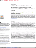 Cover page: Uptake of Human Papilloma Virus vaccine among young women living in fishing communities in Wakiso and Mukono districts, Uganda.