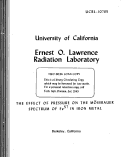Cover page: THE EFFECT OF PRESSURE ON THE MOSSBAUER SPECTRUM OF Fe57 IN IRON METAL