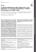 Cover page: Longitudinal Metabolome-Wide Signals Prior to the Appearance of a First Islet Autoantibody in Children Participating in the TEDDY Study