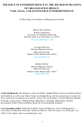 Cover page: The Role of Interdependence in the Micro-Foundations of Organization Design: Task, Goal, and Knowledge Interdependence