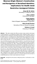 Cover page: Mexican-Origin Women’s Construction and Navigation of Racialized Identities: Implications for Health Amidst Restrictive Immigrant Policies