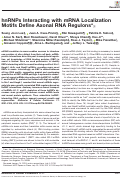 Cover page: hnRNPs Interacting with mRNA Localization Motifs Define Axonal RNA Regulons.