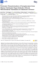 Cover page: Proteomic Characterization of Synaptosomes from Human Substantia Nigra Indicates Altered Mitochondrial Translation in Parkinson’s Disease