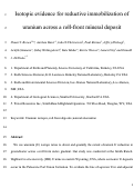 Cover page: Isotopic Evidence for Reductive Immobilization of Uranium Across a Roll-Front Mineral Deposit