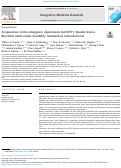 Cover page: Acupuncture in the emergency department (ACUITY): Results from a BraveNet multi-center feasibility randomized controlled trial.