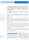 Cover page: Characterization of Pulmonary Metastases in Children With Hepatoblastoma Treated on Childrens Oncology Group Protocol AHEP0731 (The Treatment of Children With All Stages of Hepatoblastoma): A Report From the Childrens Oncology Group.