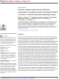 Cover page: Cluster randomized trial of influenza vaccination in patients with acute heart failure in China: A mixed-methods feasibility study.