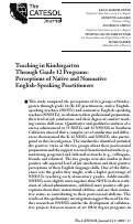 Cover page: Teaching in Kindergarten Through Grade 12 Programs: Perceptions of Native and Nonnative English-Speaking Practitioners