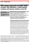 Cover page: Brain change trajectories in healthy adults correlate with Alzheimer’s related genetic variation and memory decline across life