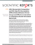 Cover page: HDL Glycoprotein Composition and Site-Specific Glycosylation Differentiates Between Clinical Groups and Affects IL-6 Secretion in Lipopolysaccharide-Stimulated Monocytes