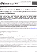 Cover page: Pulmonary Function in Midlife as a Predictor of Later-Life Cognition: The Coronary Artery Risk Development in Adults (CARDIA) Study.