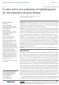 Cover page: In vitro and in vivo evaluation of cephalosporins for the treatment of Lyme disease