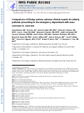 Cover page: Comparison of 30-Day Serious Adverse Clinical Events for Elderly Patients Presenting to the Emergency Department With Near-Syncope Versus Syncope