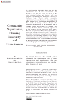 Cover page: Community Supervision, Housing Insecurity, and Homelessness