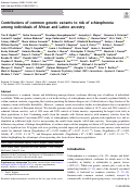 Cover page: Contributions of common genetic variants to risk of schizophrenia among individuals of African and Latino ancestry