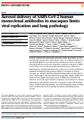 Cover page: Aerosol delivery of SARS-CoV-2 human monoclonal antibodies in macaques limits viral replication and lung pathology.