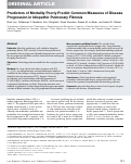 Cover page: Predictors of Mortality Poorly Predict Common Measures of Disease Progression in Idiopathic Pulmonary Fibrosis