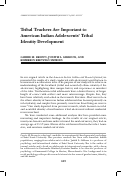 Cover page: Tribal Teachers Are Important to American Indian Adolescents’ Tribal Identity Development