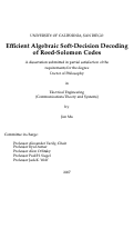 Cover page: Efficient algebraic soft-decision decoding of Reed-Solomon codes