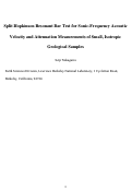 Cover page: Split Hopkinson Resonant Bar Test for Sonic-Frequency Acoustic Velocity and Attenuation Measurements of Small, Isotropic Geologic Samples