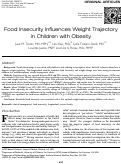 Cover page: Food Insecurity Influences Weight Trajectory in Children with Obesity.