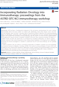 Cover page: Incorporating Radiation Oncology into Immunotherapy: proceedings from the ASTRO-SITC-NCI immunotherapy workshop