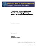 Cover page: The Impact of Adequate Prenatal Care in a Developing Country: testing the WHO recommendations