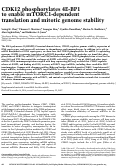 Cover page: CDK12 phosphorylates 4E-BP1 to enable mTORC1-dependent translation and mitotic genome stability