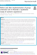 Cover page: Before and after implementation of group antenatal care in Rwanda: a qualitative study of women’s experiences