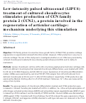 Cover page: Low-intensity pulsed ultrasound (LIPUS) treatment of cultured chondrocytes stimulates production of CCN family protein 2 (CCN2), a protein involved in the regeneration of articular cartilage: mechanism underlying this stimulation