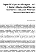 Cover page: Beyond K's Specter: Chang-rae Lee’s <em>A Gesture Life</em>, Comfort Women Testimonies, and Asian American Transnational Aesthetics