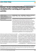 Cover page: Boreal–Arctic wetland methane emissions modulated by warming and vegetation activity