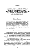 Cover page: Articulating Lesbian Human Rights: The Creation of a Convention on the Elimination of All Forms of Discrimination against Lesbians