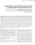 Cover page: A Large Multiethnic Genome-Wide Association Study of Adult Body Mass Index Identifies Novel Loci