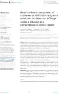 Cover page: Head-to-head comparison of commercial artificial intelligence solutions for detection of large vessel occlusion at a comprehensive stroke center