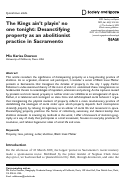 Cover page: The Kings ain't playin’ no one tonight: Desanctifying property as an abolitionist practice in Sacramento