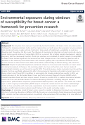 Cover page: Environmental exposures during windows of susceptibility for breast cancer: a framework for prevention research.