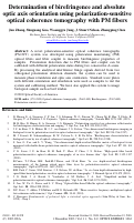 Cover page: Determination of birefringence and absolute optic axis orientation using polarization-sensitive optical coherence tomography with PM fibers