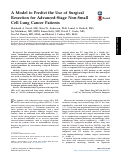 Cover page: A Model to Predict the Use of Surgical Resection for Advanced-Stage Non-Small Cell Lung Cancer Patients